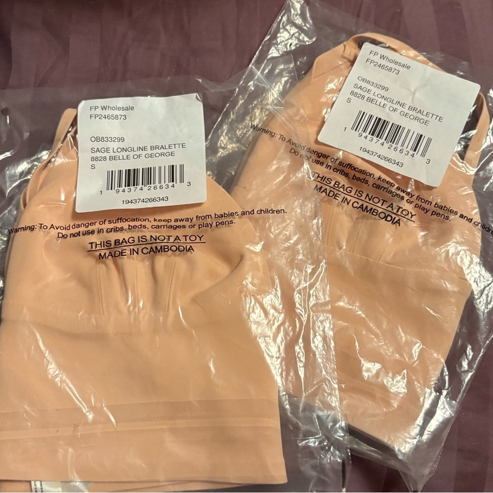 Two Free People Sage Longline Bralettes NWT